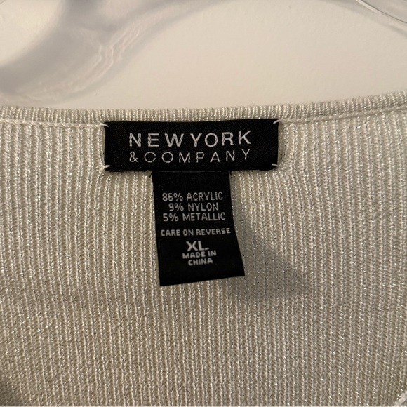 New York & Company Silver Shimmer V-Neck Sweater - Picture 3 of 9
